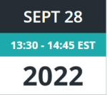 Calendar Image: Sept 28 2022, 13:30-14:45 EST