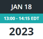 Calendar image: Jan 18, 2023 from 13:30 to 14:15 EDT